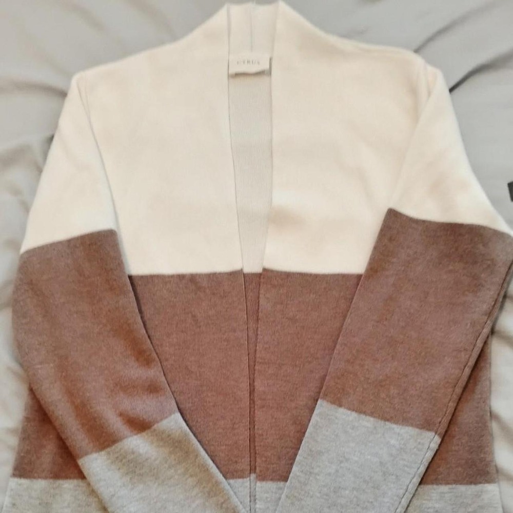 CYRUS COLORBLOCK OPEN CARDIGAN preppy grandma core clean minimalist cozy